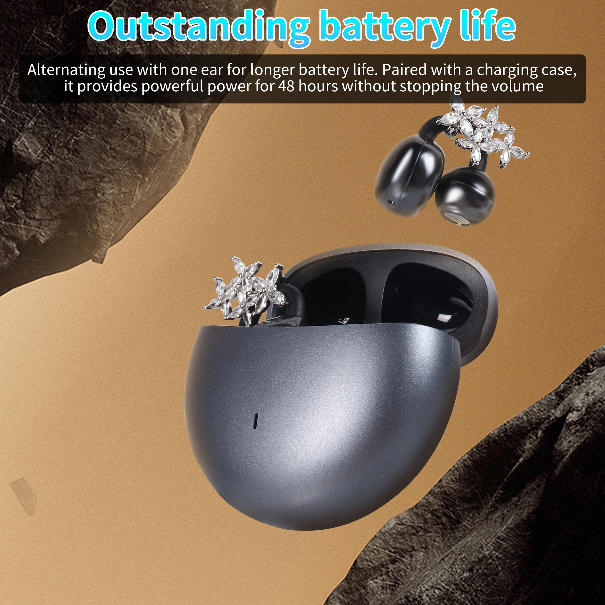 

Ear Clip Earphone Flower Earrings Sparkle DIY Earphone Decoration Comfortable Wear Ear Accessories And Headphone Combination