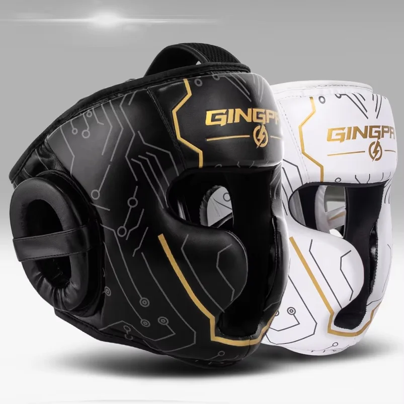 Full-covered Pu Boxing Helmet Kids Adults Muay Thai Training Sparring Boxing Headgear Gym Equipment Taekwondo Head Guard