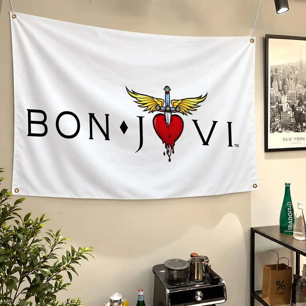 Band Bon Jovi Slippery When Wet Rock Flags Wall Hanging Flag Banners For Birthday Parties Outdoor Bedroom Dorm Room Decor