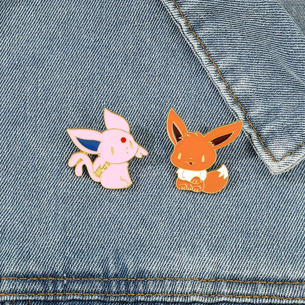 Anime Pokemons Enamel Pin Cartoon Figure Espeon Flareon Eevee Metal Badge Brooch Backpack Clothing Lapel Pin Jewelry Accessories