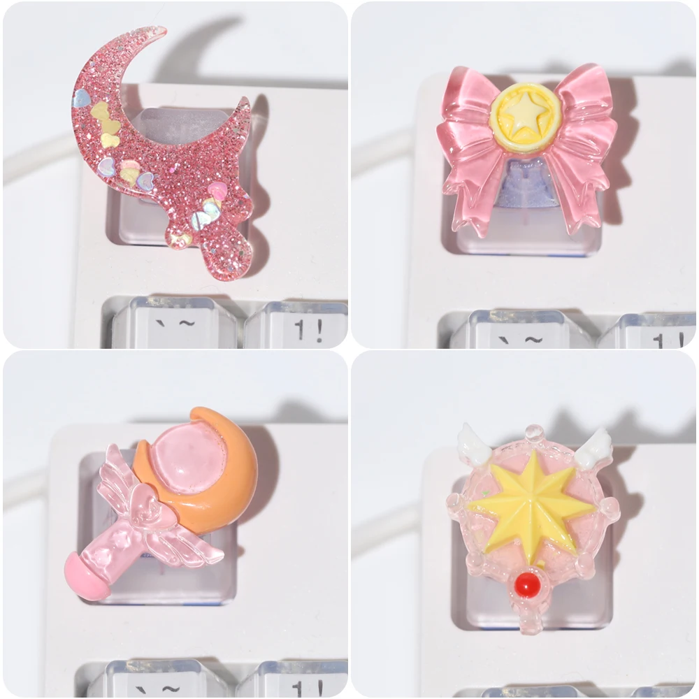 

1pcs Custom Girl Bow Cute keycaps for Cherry MX Switch Game Backlight Keycap ESC Translucent Cartoon Anime Kawaii Keycap
