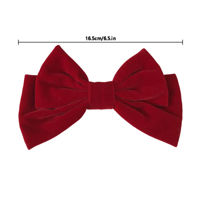 1PC Red Velvet Hair Accessories Collection New Year Christmas Hair Bands Wide Large Sausage Ring Bow Hair Clips