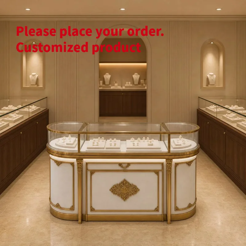 custom.Custom Jewelry Display Cabinet with LED Lighting Outdoor Retail Stores-Durable & Eco-Friendly Floor Showcase