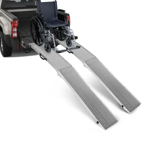 2Pcs 85inch Aluminum Folding Loading Ramps with Handle Anti-Slip Ramps for Motorcycles Lawn Mowers UTVs and More