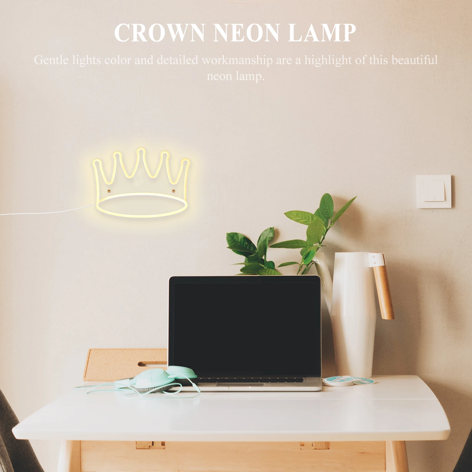 

Neon Plastic Bedroom Decor Living Room Study Table Lamp Night Glow White Safe Durable Festive Atmosphere Gentle