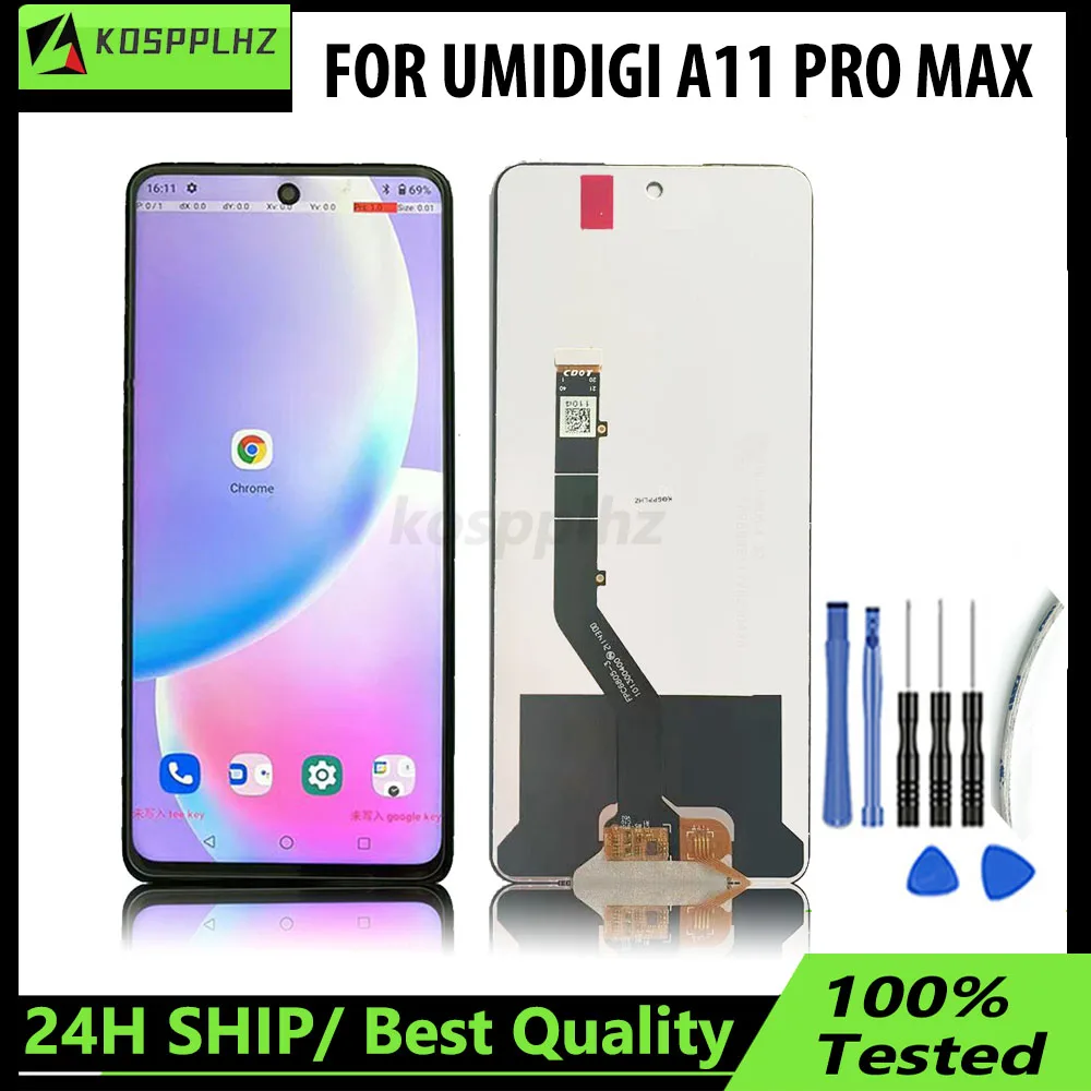 100% New 6.8-Inch For UMIDIGI A11 Pro Max LCD Display + Touch Screen Assembly Replacement Accessories +Tools