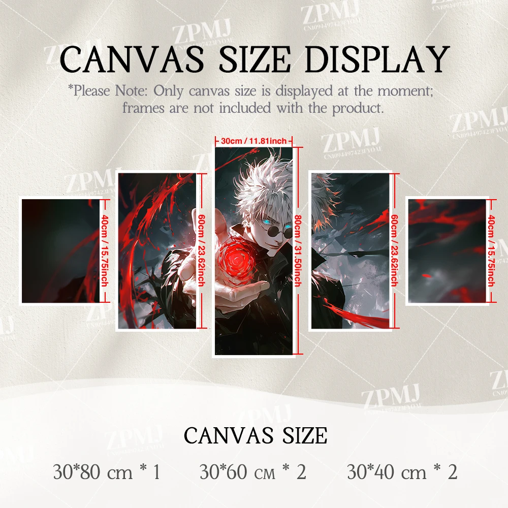 Anime Jujutsu Kaisen Charakter 5PCS Home Decor Leinwand Gemälde Bilder Wand Kunst Gedruckt Poster Kein Rahmen Kunstwerk Wohnzimmer – Detail 20