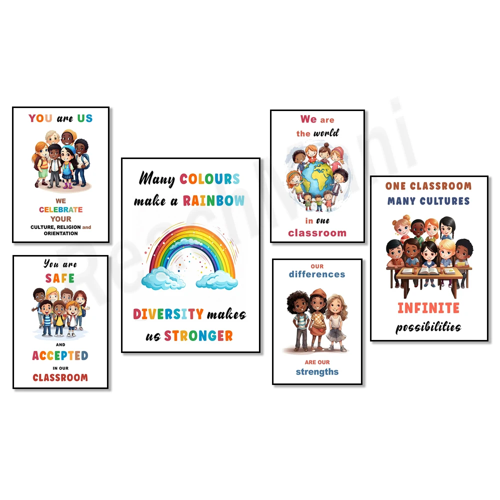 Classroom Inclusion Poster, Classroom Diversity Poster, School Counselor, We Are One Classroom World, Homeschool Poster,