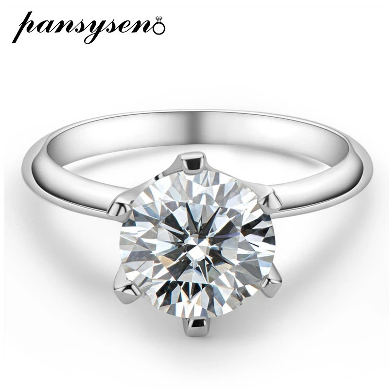 

PANSYSEN Moissanite Ring 0.5CT 1CT 2CT 3CT VVS D Color Fine Jewelry for Women Wedding Engagement Rings Real 925 Sterling Silver