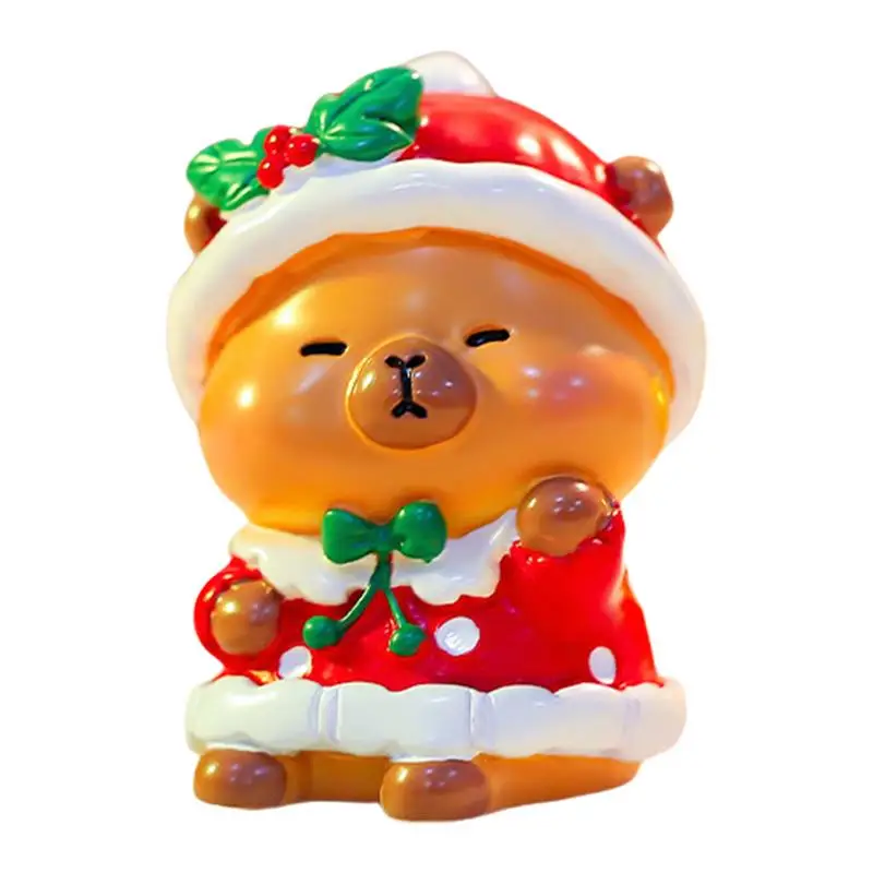 Christmas Hamsters Figurines Collection Miniatures Garden Figures Landscape Decor Model Capybara Sculpture Hamster Statue Animal