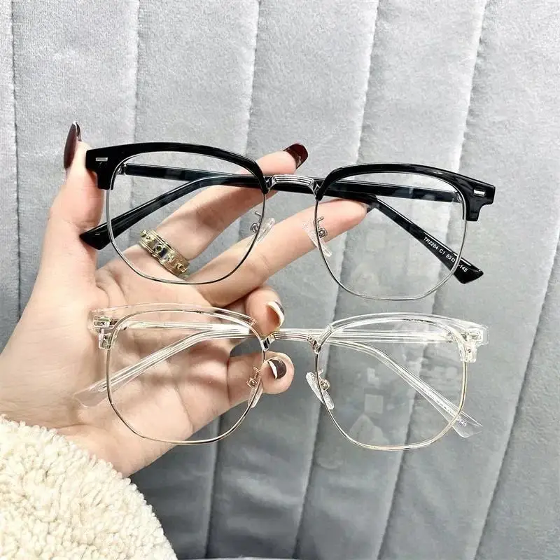 Unisex-Computerbrille aus halbem Metall, Anti-Blue-Ray-Schutz, austauschbare Brille