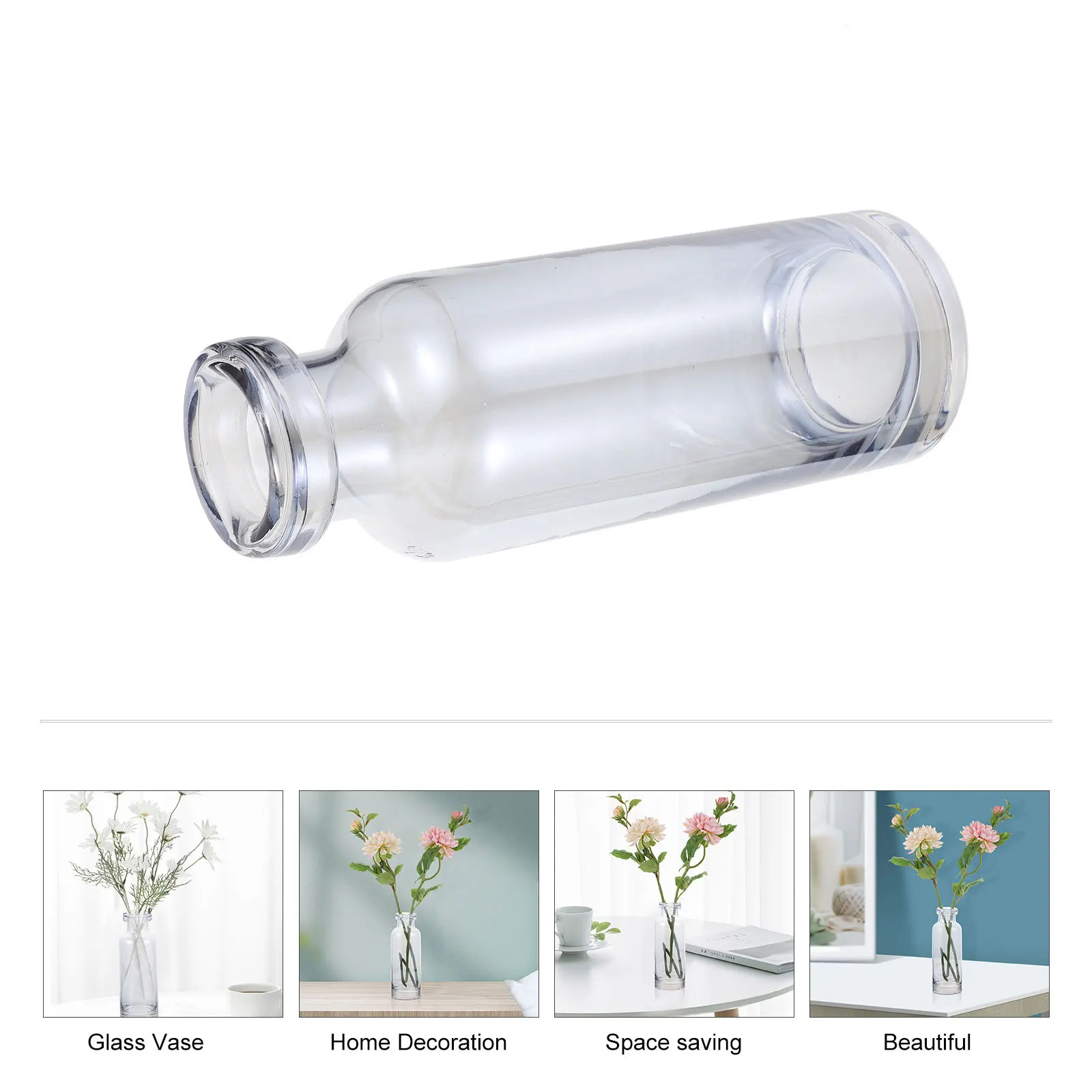 

Water Vase Boho Home Decor Cylinder Vases Flower Clear Bud Turquoise Plant Accessories