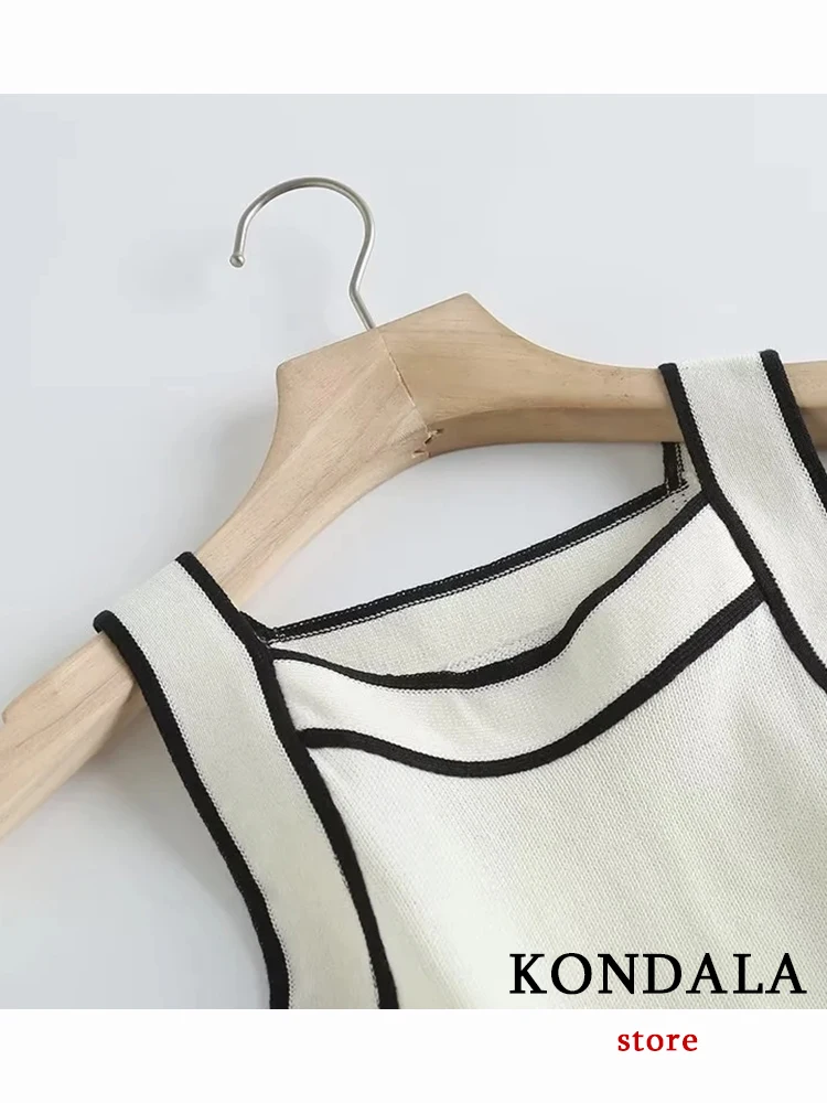 KONDALA Chic Sexy Solid Women Strap Top Fashion 2023 Sleeveless Fashion 2023 Slim Spring All Match Casual Sheath Club Vest Tops