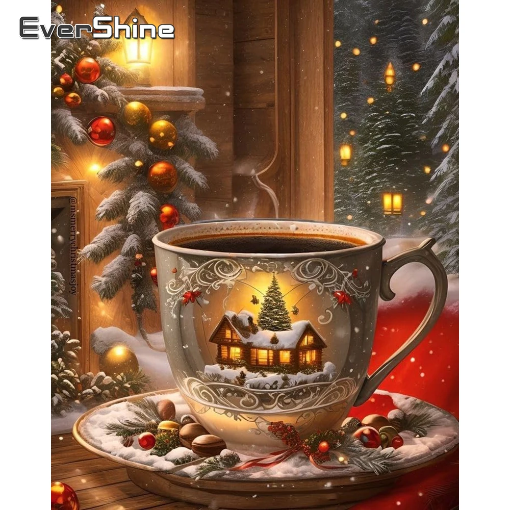 Evershine Diamant Stickerei Tasse Malerei Haus Abstrakte Landschaft Winter DIY Neue Ankunft Diamant Mosaik Weihnachtsgeschenke
