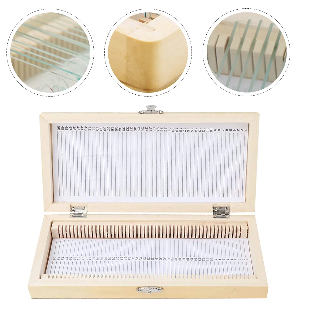 Microscope Slide Holder Quality Slice Box Slides Biology Storage Case Bracket Wood