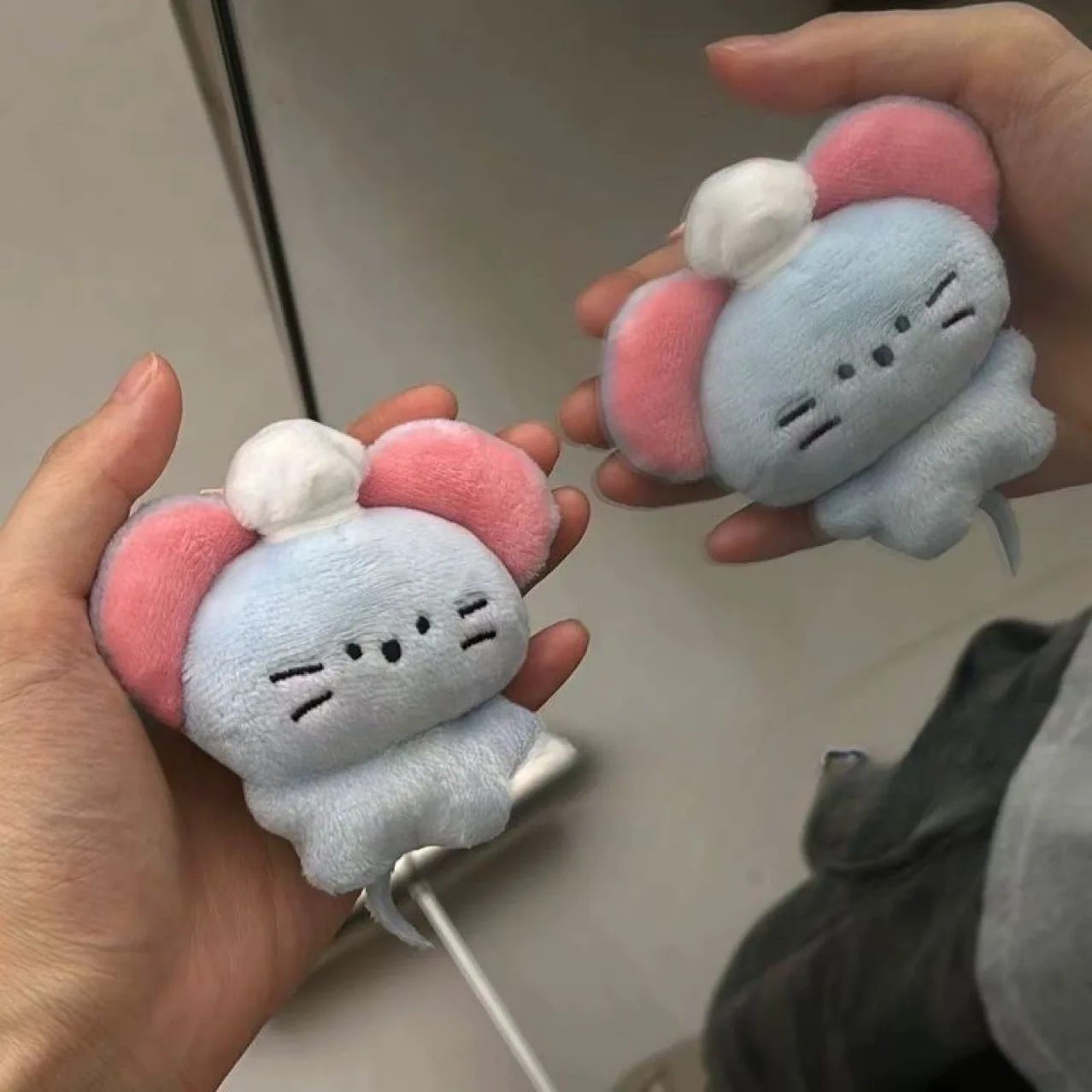 Japanese Chef Grey Mouse Plush Keyring Simulation Cartoon  Mouse Plush Stuffed Toy Backpack Decor Keyring Xmas Birthday Gifts