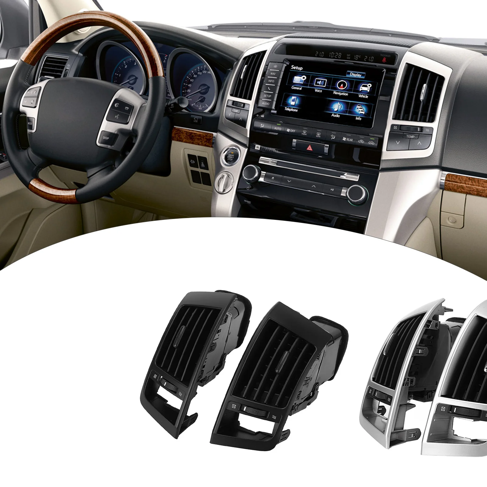 

Центральная вентиляционная решетка переменного тока, долговечная, простая установка, улучшенный воздушный поток, вентиляционное отверстие на приборной панели, 1 пара для LC200