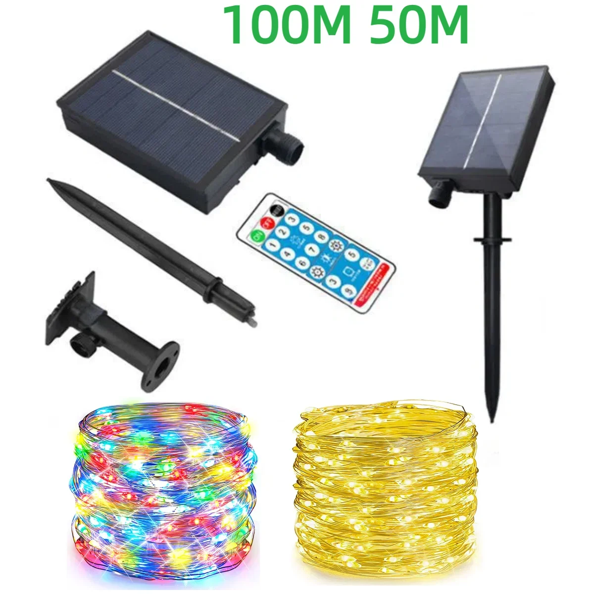Monocrystalline Silicon Solar Panel LED String Lamp Fairy Color Lights With 8 Modes For Festival Christmas Halloween Party Decor