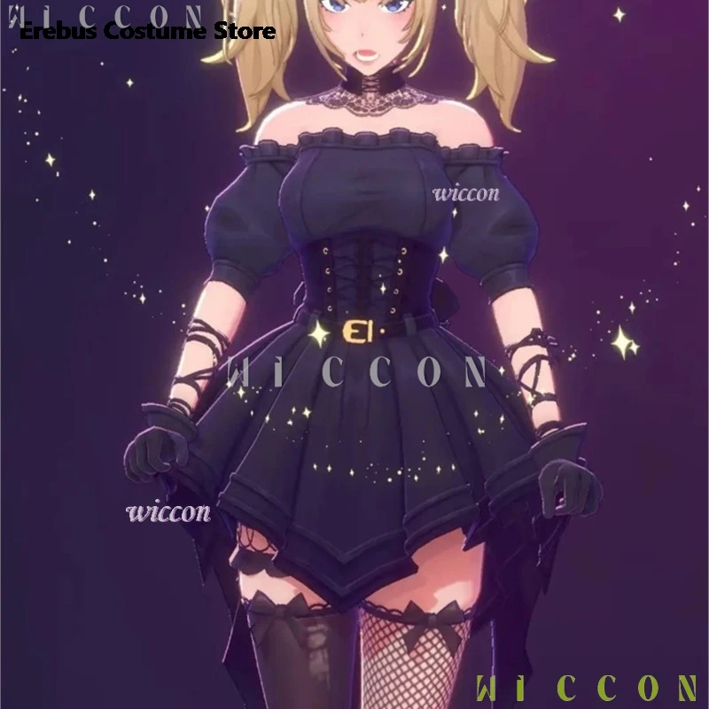 أزياء الهالوين التأثيرية غروك AI Ani التأثيرية فستان لوليتا القوطية ذيول مزدوجة ملابس سوداء لمحبي النساء ملابس أنيمي