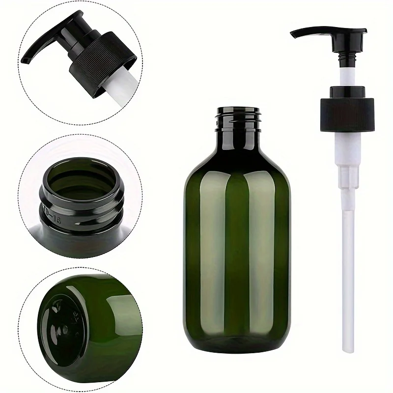 Refillable Soap Dispenser –Amber Plastic Pump Bottle,Unscented Latex-Free for Shampoo, Lotion – Bathroom