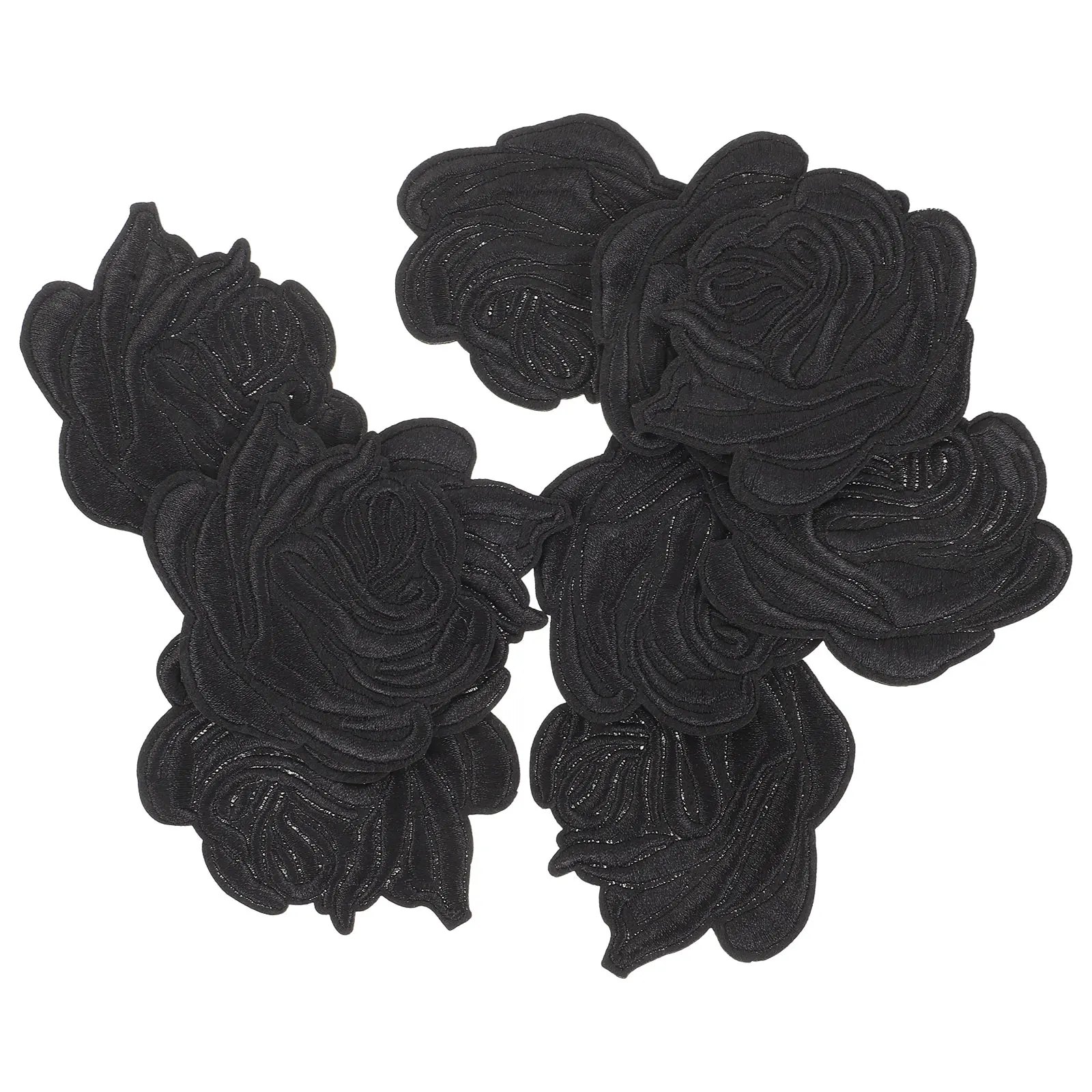 

10pcs Black Rose Embroidery Patches for Clothes Decoration Durable Polyester Applique DIY Repair Jean Jacket Pants