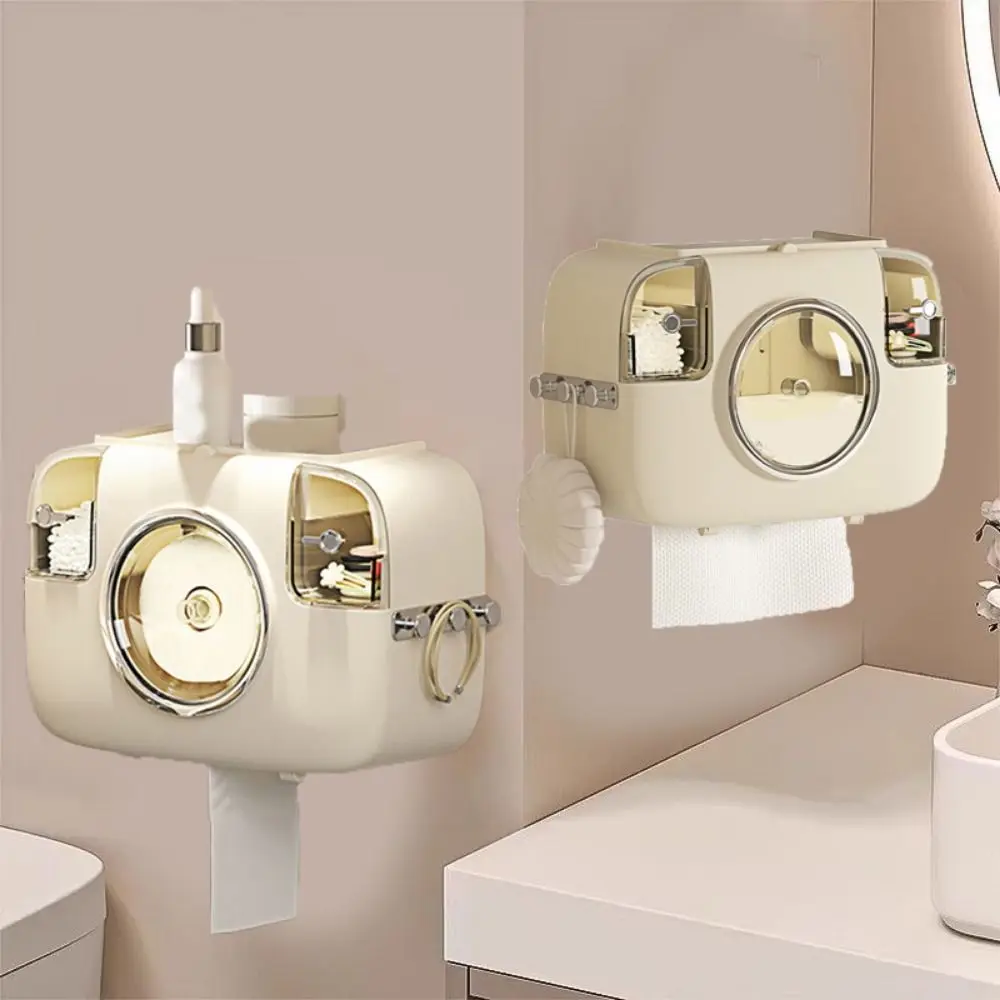 

Пластиковый держатель для туалетной бумаги, настенный одноразовый ящик для мочалки без перфорации с крючками, водонепроницаемый ящик для хранения полотенец для лица