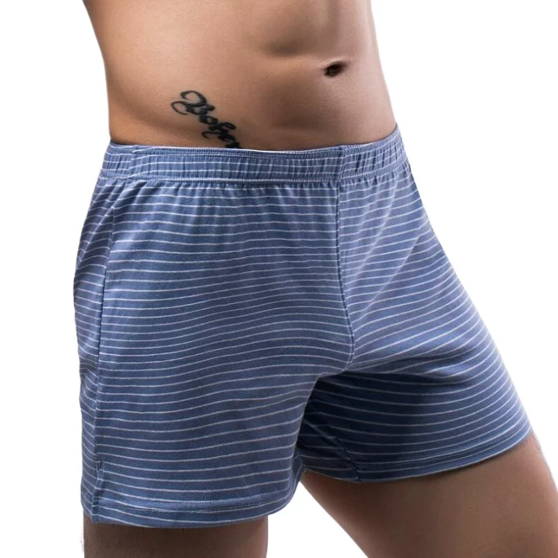 

Men Trunks Fashion Striped Teen Breathable Knickers Shorts Pajama Homewear Summer Pouch Bulge Underpants Male Underwear