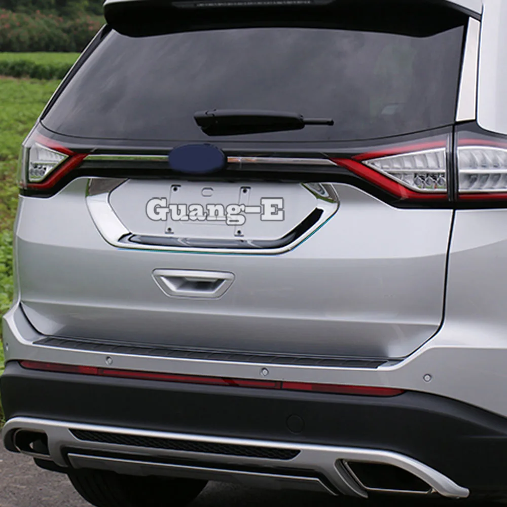 Car Styling Sticker Detector ABS Chrome Back Rear License Frame Plate Trim Strip Bumper Hoods For Ford EDGE 2015 2016 2017 2018