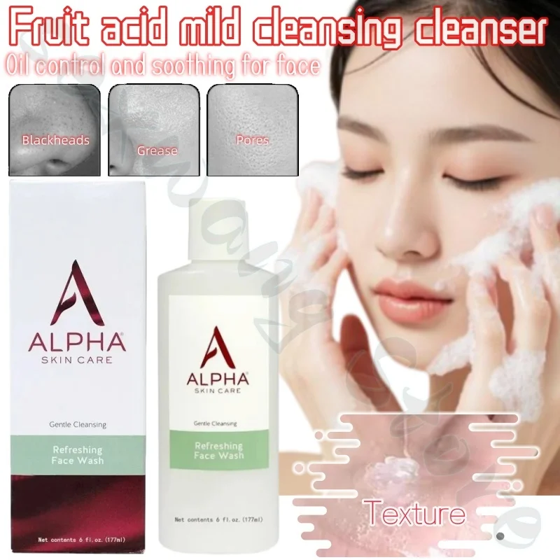 

Alpha Hydrox Fruit Acid Facial Cleanser 177ml, dense foam, gentle and non-irritating, deep cleansing excess oil and dirt