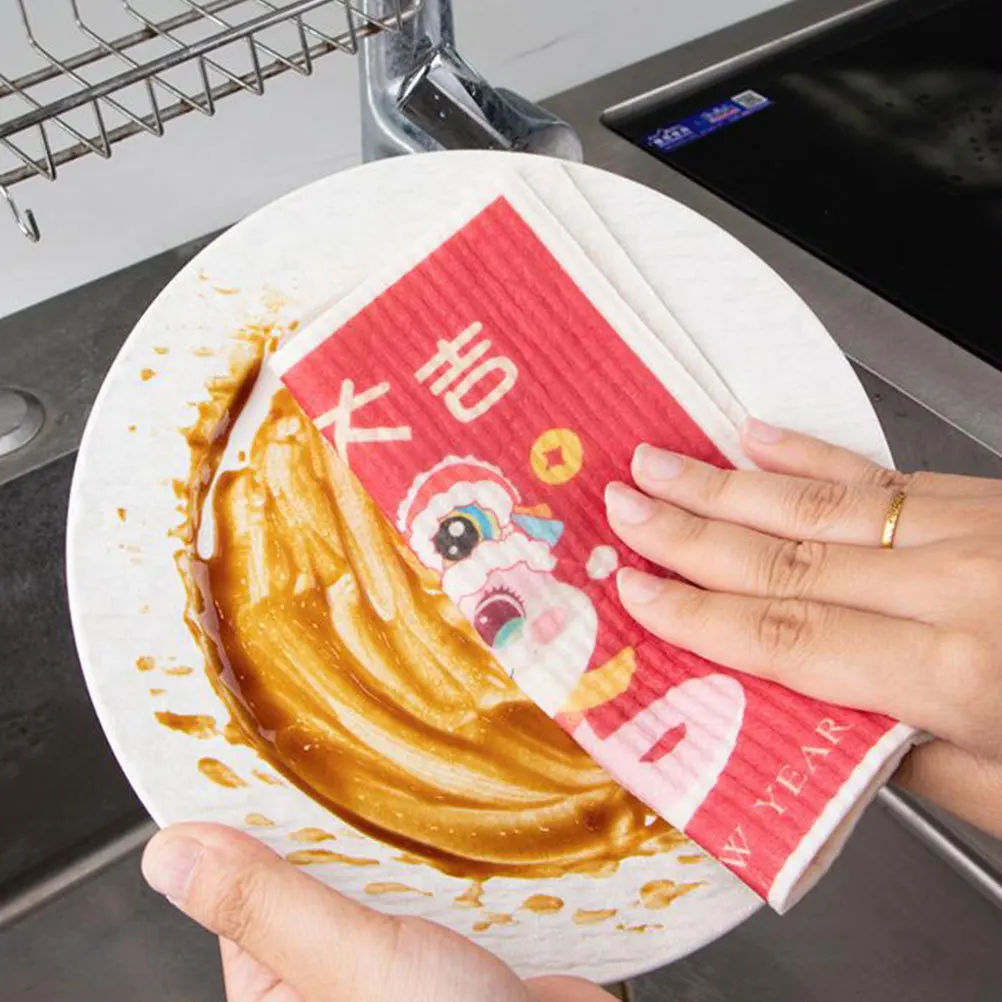 

2Pcs Wood Pulp Cotton Dish Towels Thick Absorbent Kitchen Cleaning Rags for Washing Dishes Wiping Countertops and Utensils