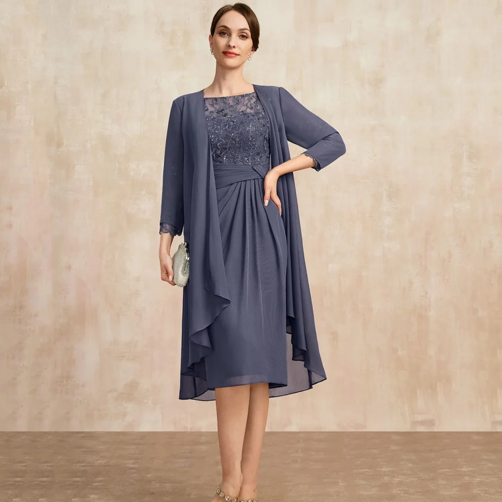 

Customized Mother of Dresses Elegant Lace Evening Gowns Long Sleeves Straight Vintage Bride Party Dress robes invitée mariage
