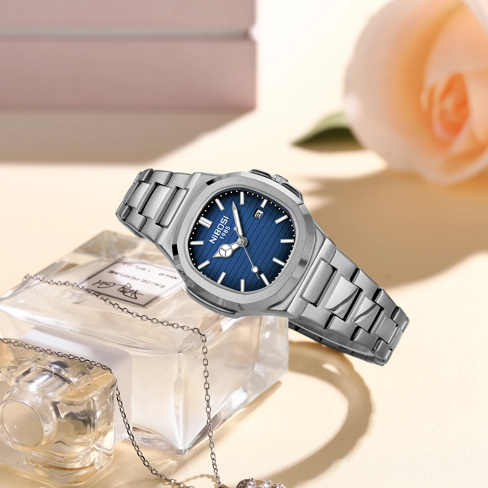 Reloj NIBOSI de lujo para mujer, reloj de cuarzo de acero inoxidable resistente al agua para mujer, relojes de mujer de alta calidad, reloj femenino elegante