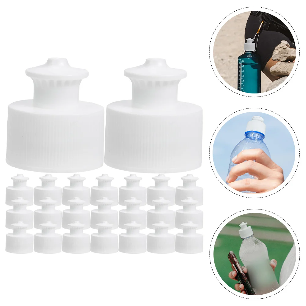 

50 Pcs Hand Pull Cover Bottle Caps Water Replacement Sports Plastic Push Round Universal Lids for Bottles