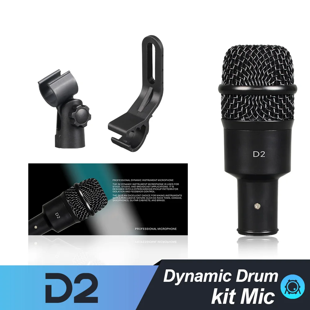 

D2 Drum Microphone Instrument Kick Drum Snare&Tomtoms Microphone Dynamic Microphone