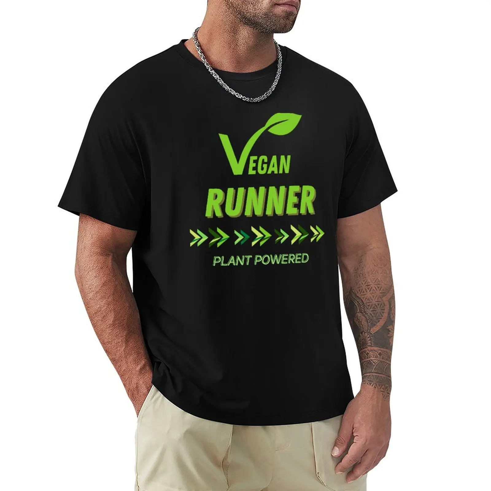VEGAN RUNNER, PLANT POWERED T-Shirt Utility Work Short Sleeve Top