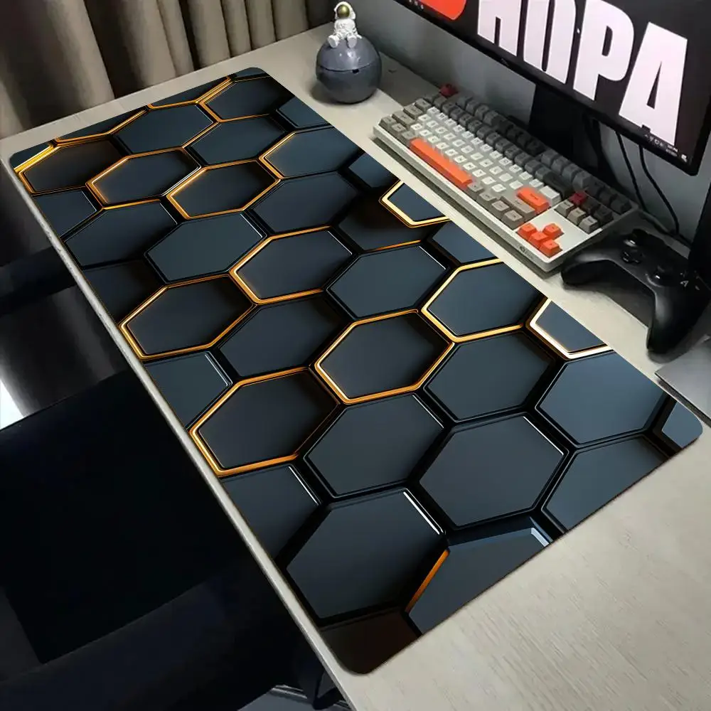 Gray honeycomb pattern Mouse Pad Desk Mat with Stitched Edge Non-Slip gaming mats pc accessories keyboard desk pad mauspad