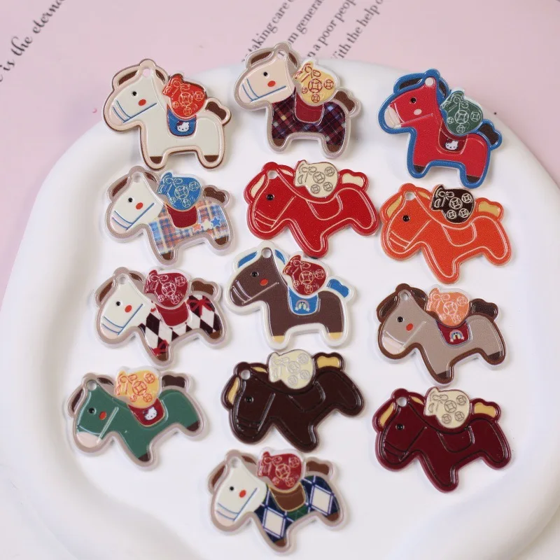 

10pcs New Cartoon Horse Charms Pendant for DIY Jewelry Accessories Bag Pendants Keychains Hair Clips Ornaments
