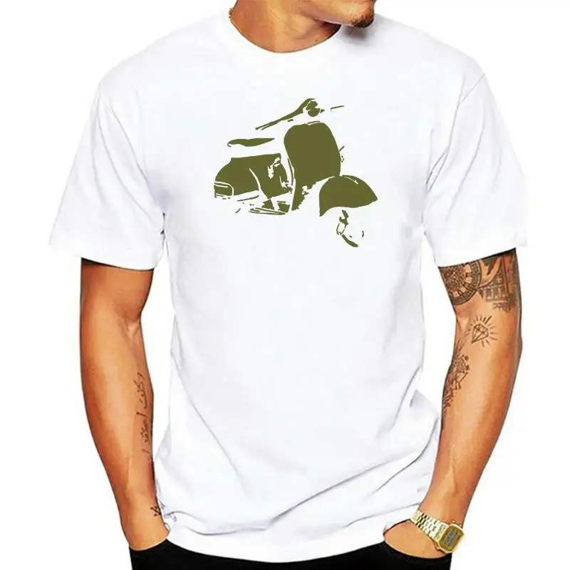 100% Cotton O-neck Custom Printed Tshirt Men T shirt Scooter olive Women T-Shirt