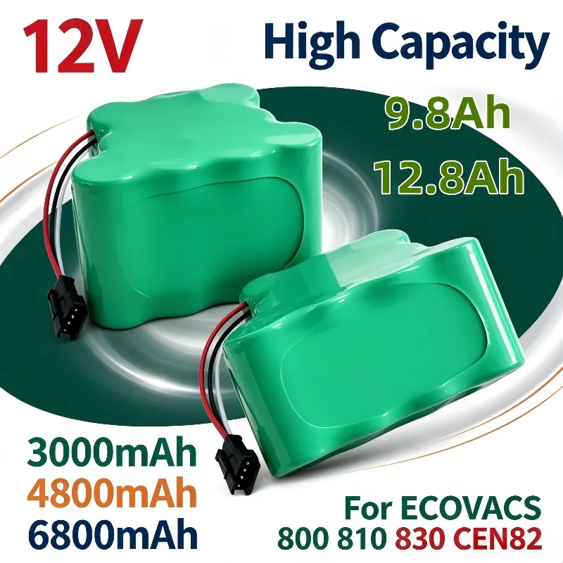 12V Robot Vacuum Cleaner Battery Pack 3000mAh 4800mAh 6800mAh Fit ECOVACS 800 810 830 CEN82