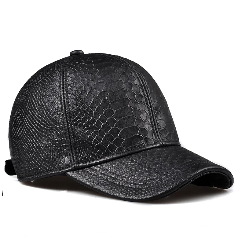 Fashion 2024 New Crocodile Pattern Baseball Caps Tide Cap women Men Autumn Winter Sun Hat Real Leather Peaked Hat Adjustable