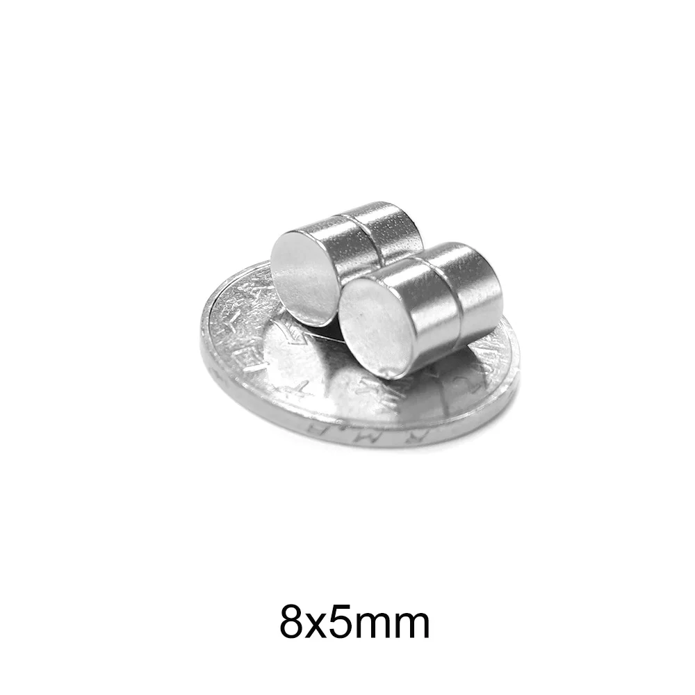Imán Redondo Pequeño de 8x5 mm, Imán de Neodimio de 8 mm x 5 mm, Disco de Neodimio Permanente de 8x5 mm, Imán Potente de NdFeB, Imán Fuerte de 8*5 mm N35