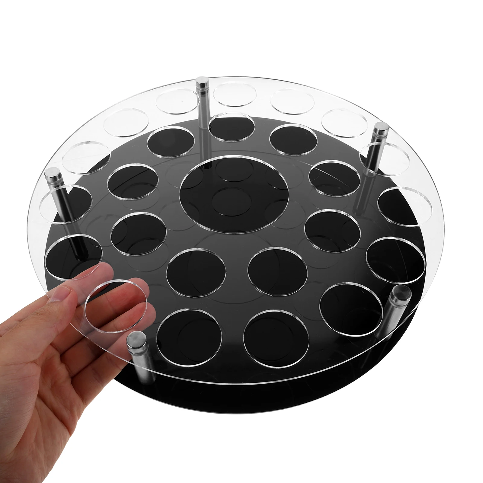 

Подставка для 25 рюмок из прозрачного акрила для бара, для винных бокалов, с центральным отсеком для бутылок