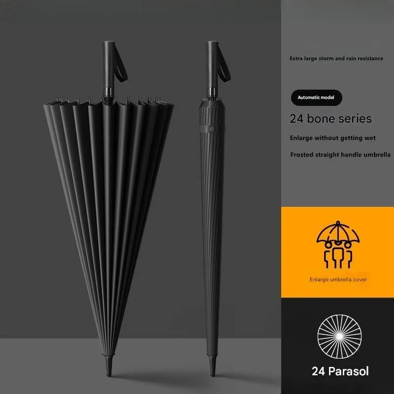 

24 Bone Long Handle Automatic Umbrella Enlarged Thickened Reinforced Rain-resistant Wind-resistant Men's Business Golf Umbrella