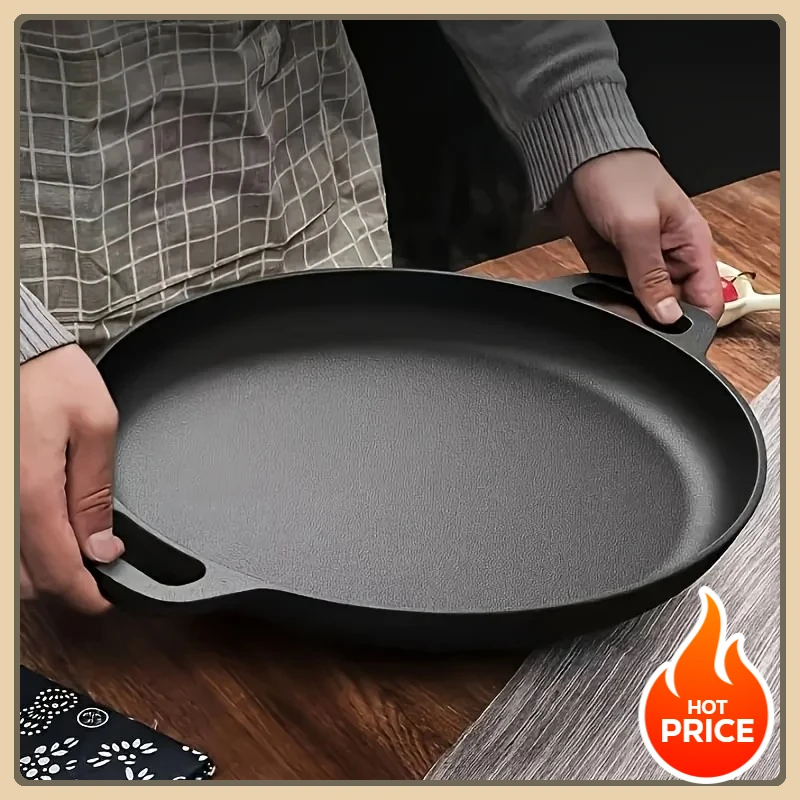 Comal Multifunctional Cast Iron Skillet, Non-stick Flat-bottom Pan Suitable
