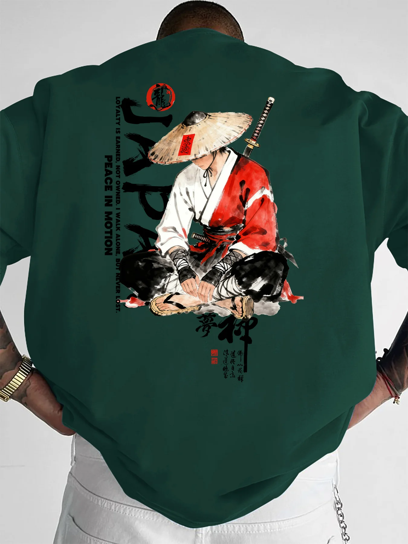Summer Casual Streetwear Style Warrior Art Print T-shirt with Text Decoration for European American Men Suitable Daily Commuting