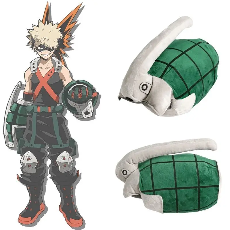 My Hero Academia Bakugo Katsuki Plush Toy Cosplay Gloves Cuff Arm Wrist Band Power Bracer Grenades Stuffed Toy For Kids