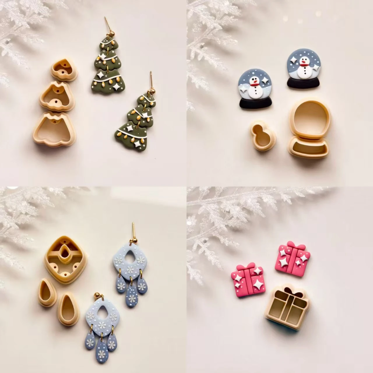 Cortadores de arcilla polimérica para árbol de Navidad | Cortador de arcilla navideña | Cortador de arcilla de invierno | Cortador de arcilla polimérica para hacer pendientes | Ho Ho