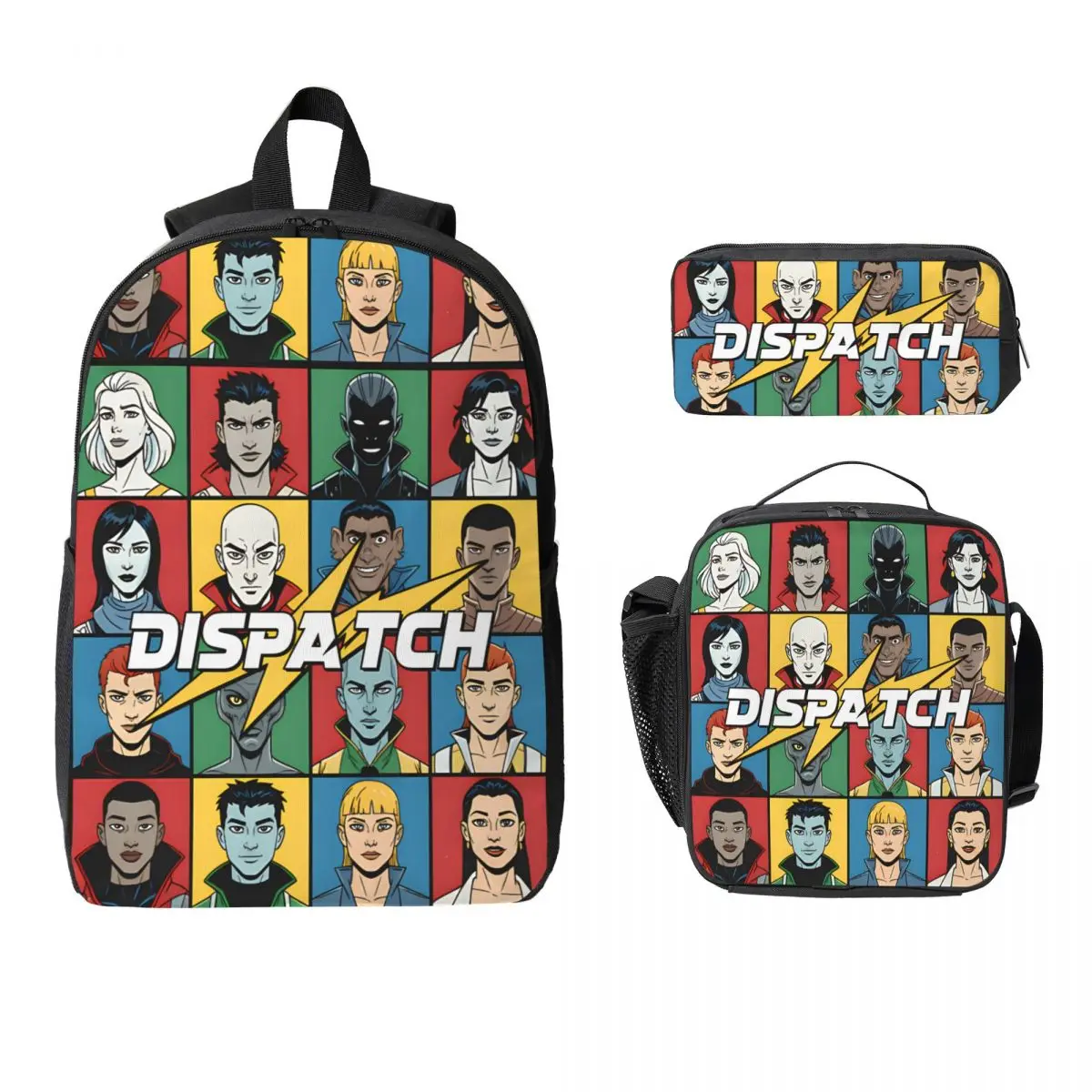 3Pcs Dispatch Comic Book Superhero School bags Set for Boy Girl Pen Bags Backpack Sets with Lunch Box For School Knapsack
