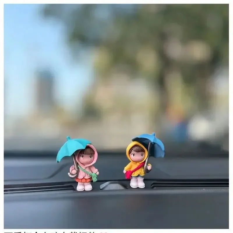Cute Raincoat Umbrella Boy Girl Doll Small Ornament Car Decoration Doll Accessories Gift Children's Toys Interior Accessories - view 2