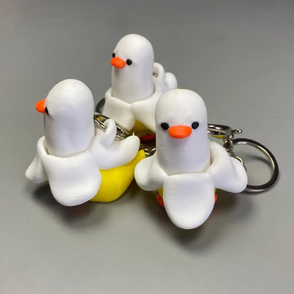 3D Printed Clicker Keychain Lightweight Comfortable Clicking Sound Banana Duck Keychain Portable Size Wear-Resistant